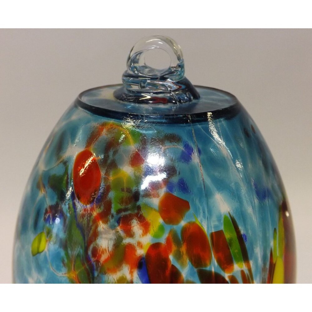 Muse Garden Hand-Blown Glass Hummingbird Feeder Multicolor Red Flower Ports - Picture 10 of 11